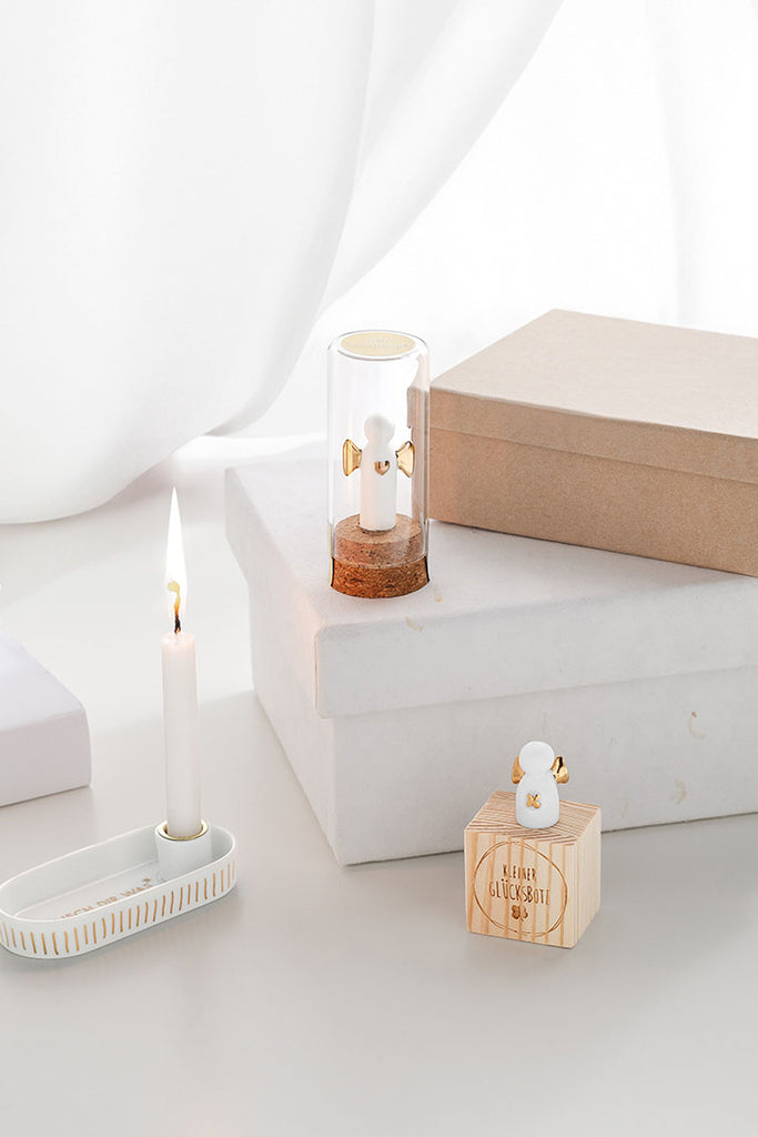 Glückskästchen Kleiner Glücksbote Räder Design Engel Glücksbringer Porzellan