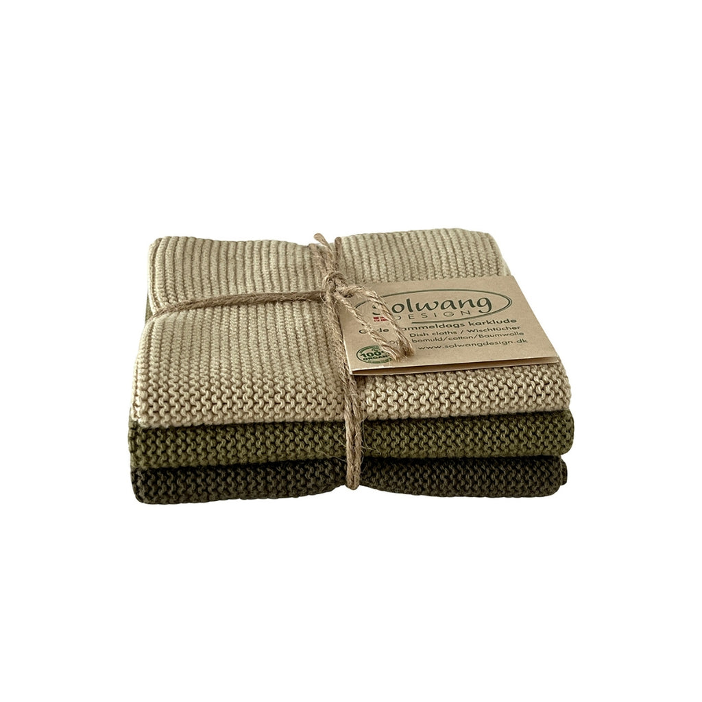 033294 Wischtuch Olive Kombi Solwang Design gestrickt Bad Kücke Putzlappen