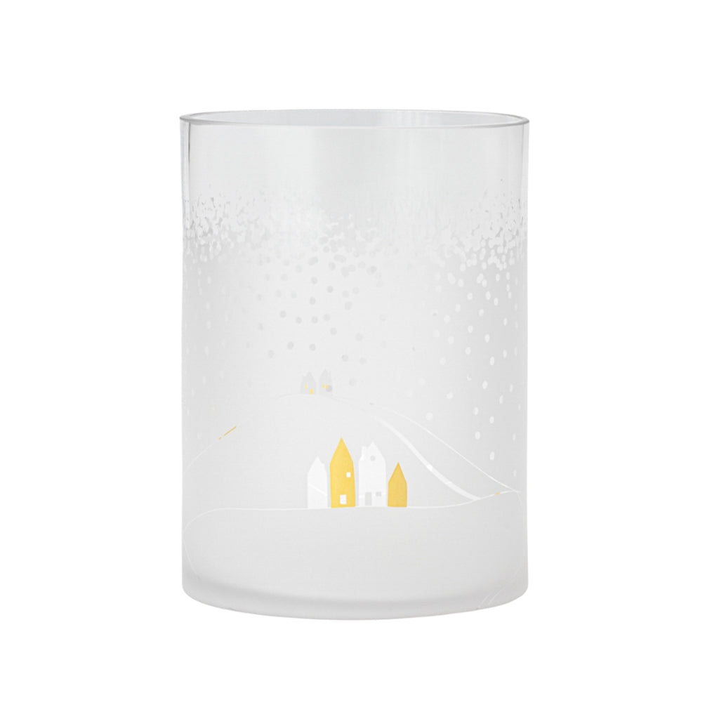92303 Windlicht Schneetag Schneelandschaft Räder Design  Vase Winter Weihnachten gefrostetes glas
