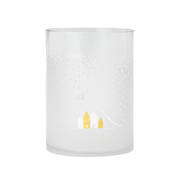 92303 Windlicht Schneetag Schneelandschaft Räder Design  Vase Winter Weihnachten gefrostetes glas