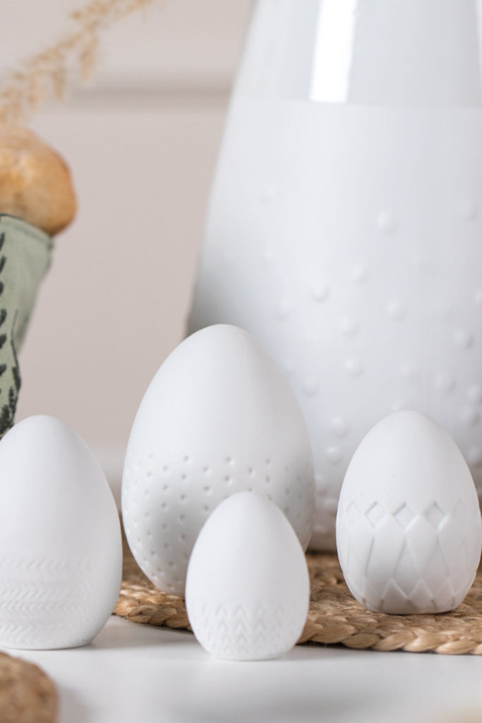 Porzellaneier 4er Set Relief Räder Design Ostern
