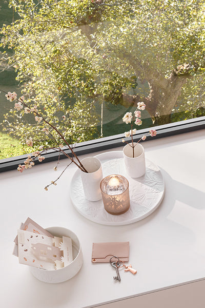 Teelichthalter Wundergarten Räder Design Porzellan Relief Prägnuung