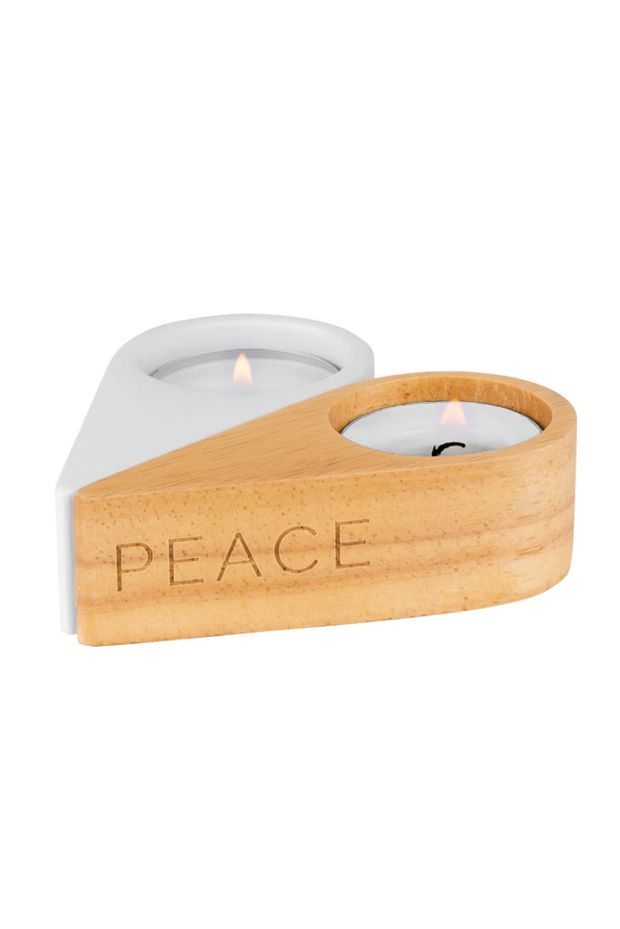 Love & peace räder design teelichthalter holz porzellan