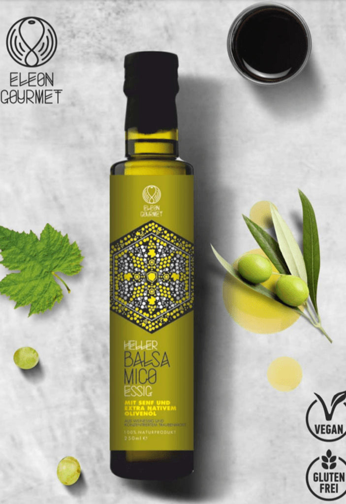 Balsamico Essig mit Olivenöl und Senf Eleon Gourmet dquadrat