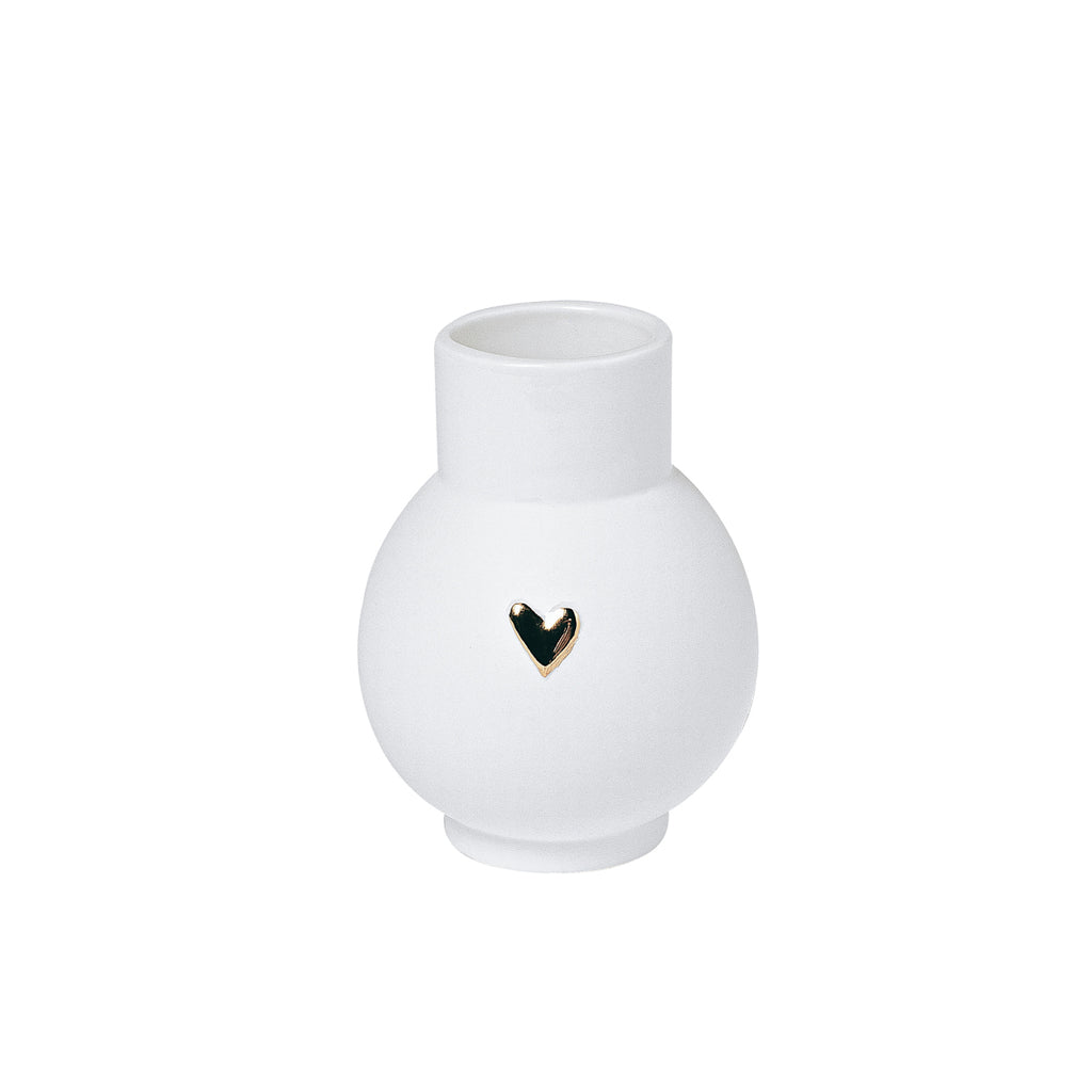 Mini Kugelvase Herz gold Räder Design Valentinstag Porzellan