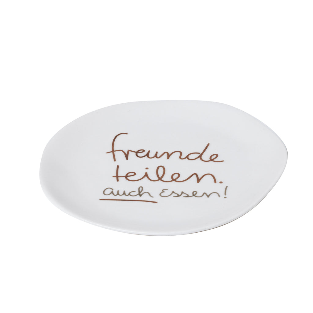 18001_Teller Freunde teilen auch essen räder design Porzellan Porzellanteller