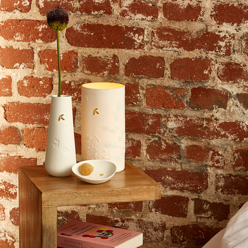 Porzellanleuchte leuchte Lampe Porzellangeschichten Das goldene Blatt Räder Design