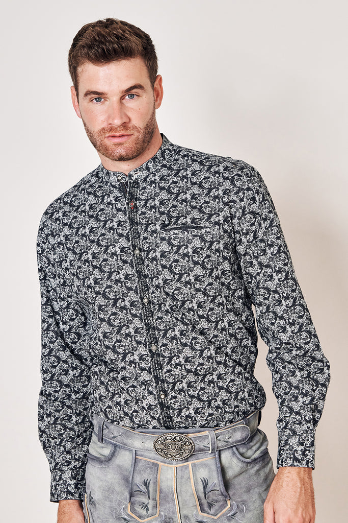herren-trachtenhemd-mit ornamenten-schwarz-keander