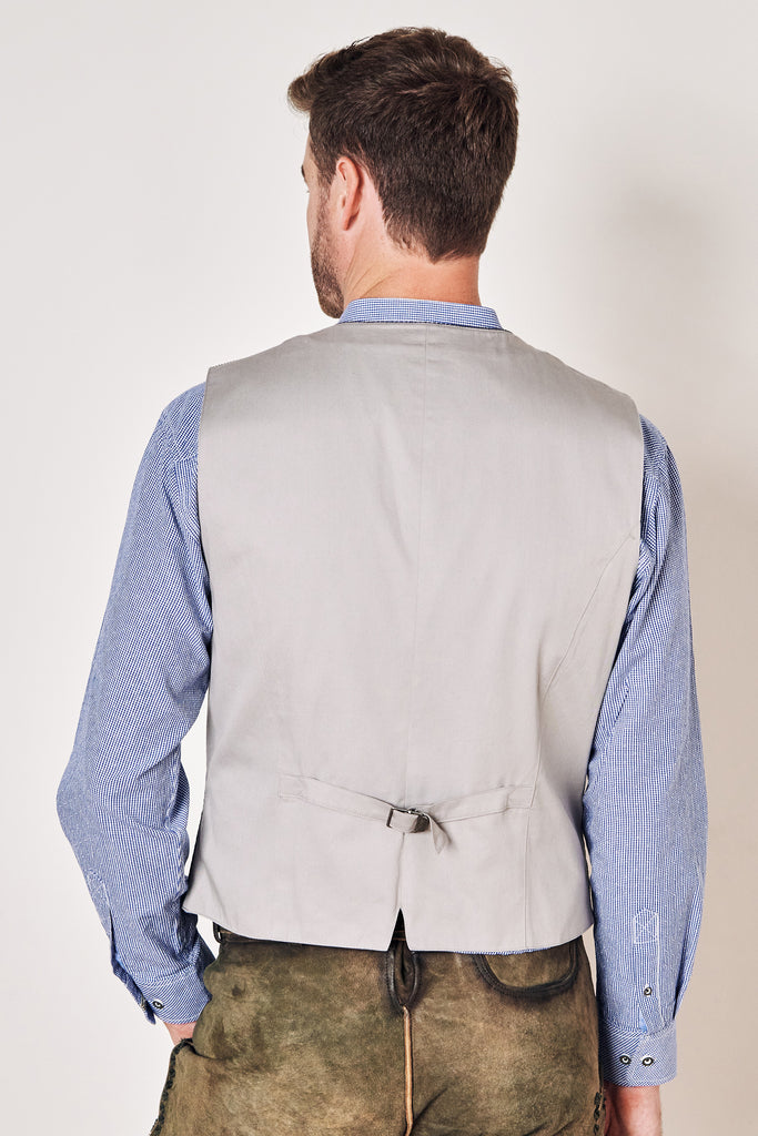 trachtenweste - krüger buam- cord-grau- v-ausschnitt