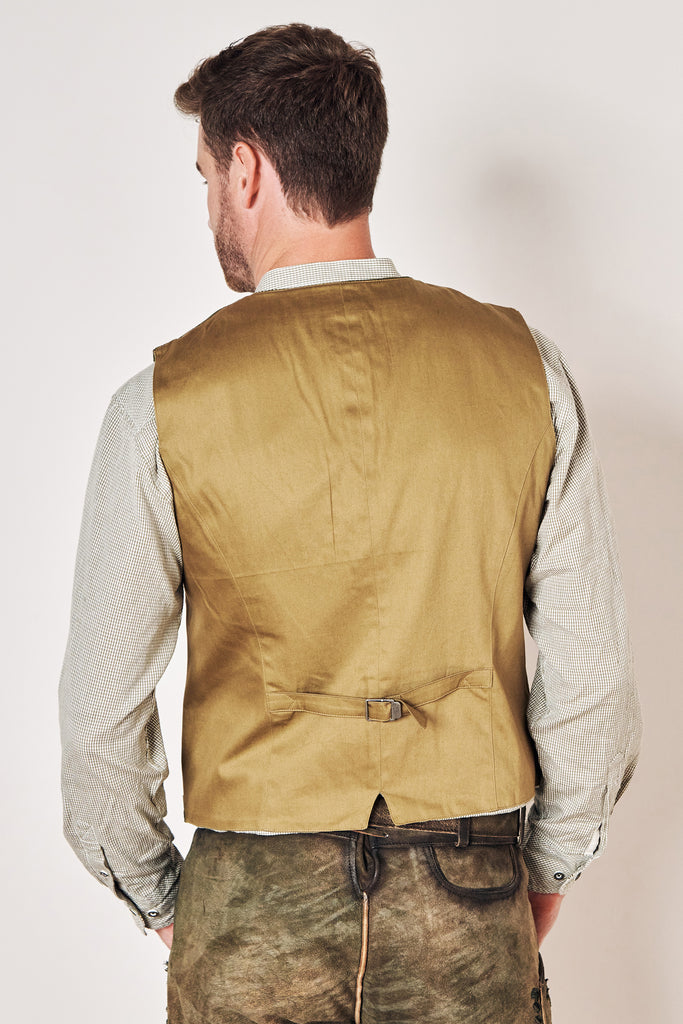 trachtenweste - krüger buam- cord-grün- v-ausschnitt