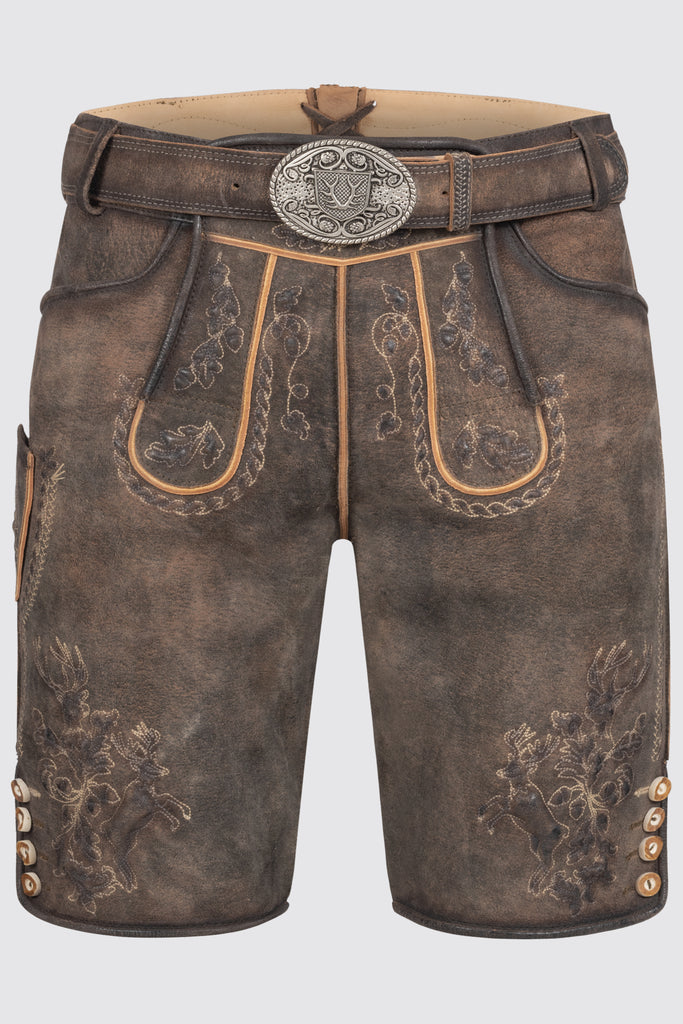 Lederhose - theodor mit stickereien in braun