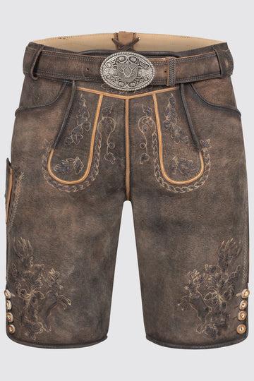 Lederhose - theodor mit stickereien in braun