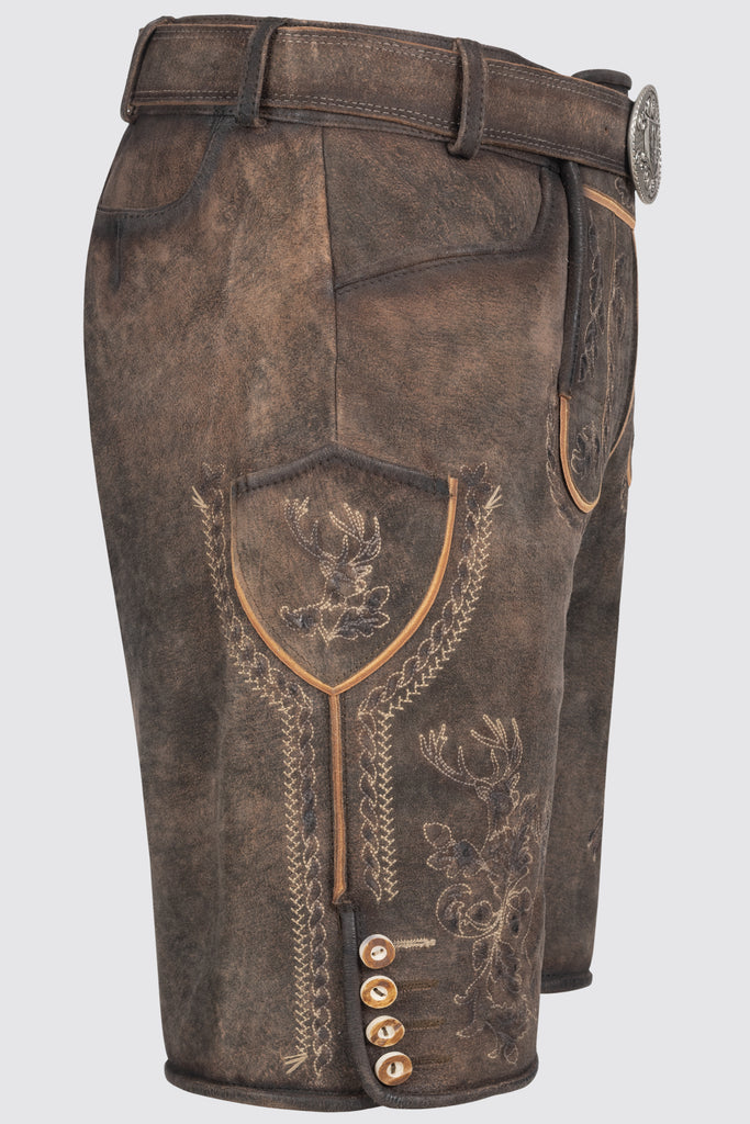 Lederhose - theodor mit stickereien in braun