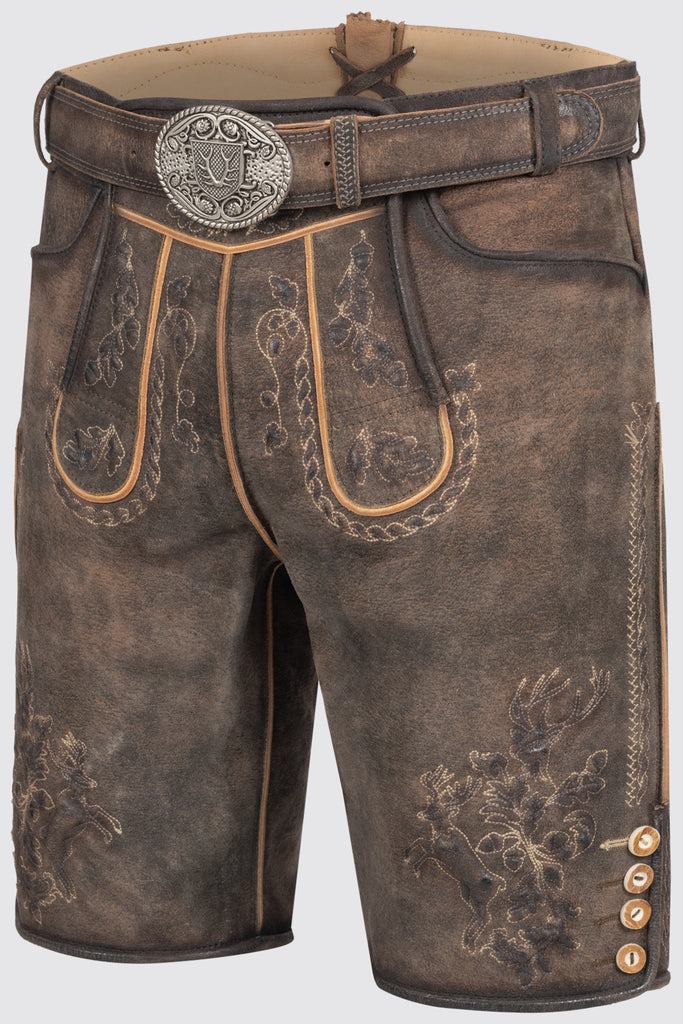 Lederhose - theodor mit stickereien in braun