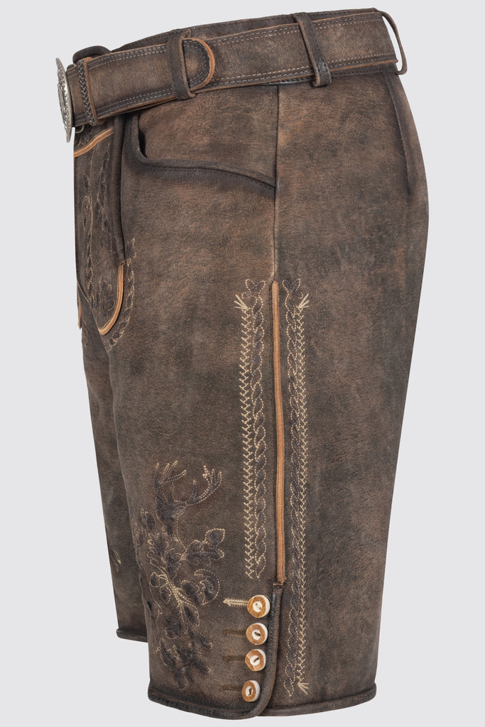 Lederhose - theodor mit stickereien in braun