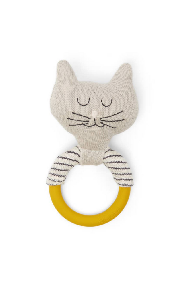 Beißring aus Baumwollstrick und Silikon - Katzenmotiv - Sophie Home - Geschenke