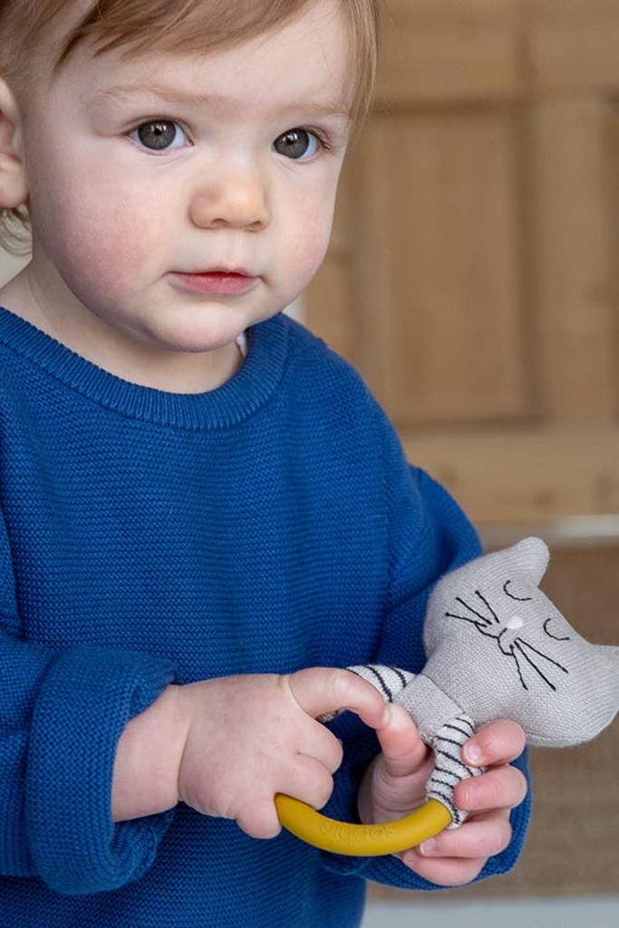 Beißring aus Baumwollstrick und Silikon - Katzenmotiv - Sophie Home - Geschenke