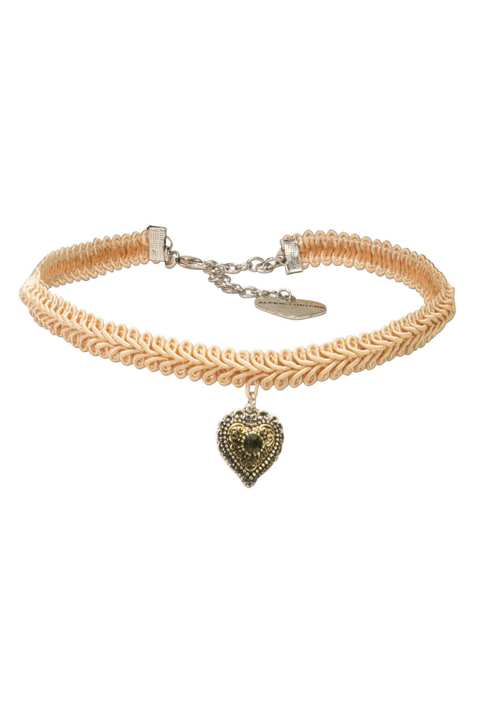 kropfband aus borte mit herzanhänger pink