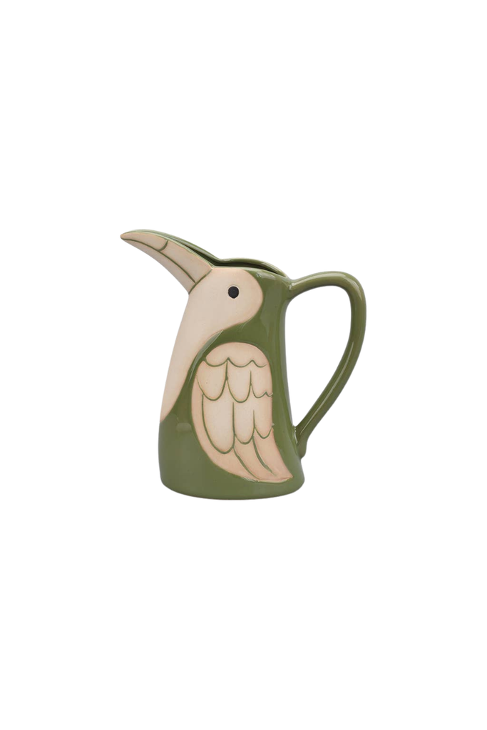 Dekorativer Krug Vogel Pelikan - klein grün L18 B8 H19cm - 17537 - Opjet Paris-dquadrat