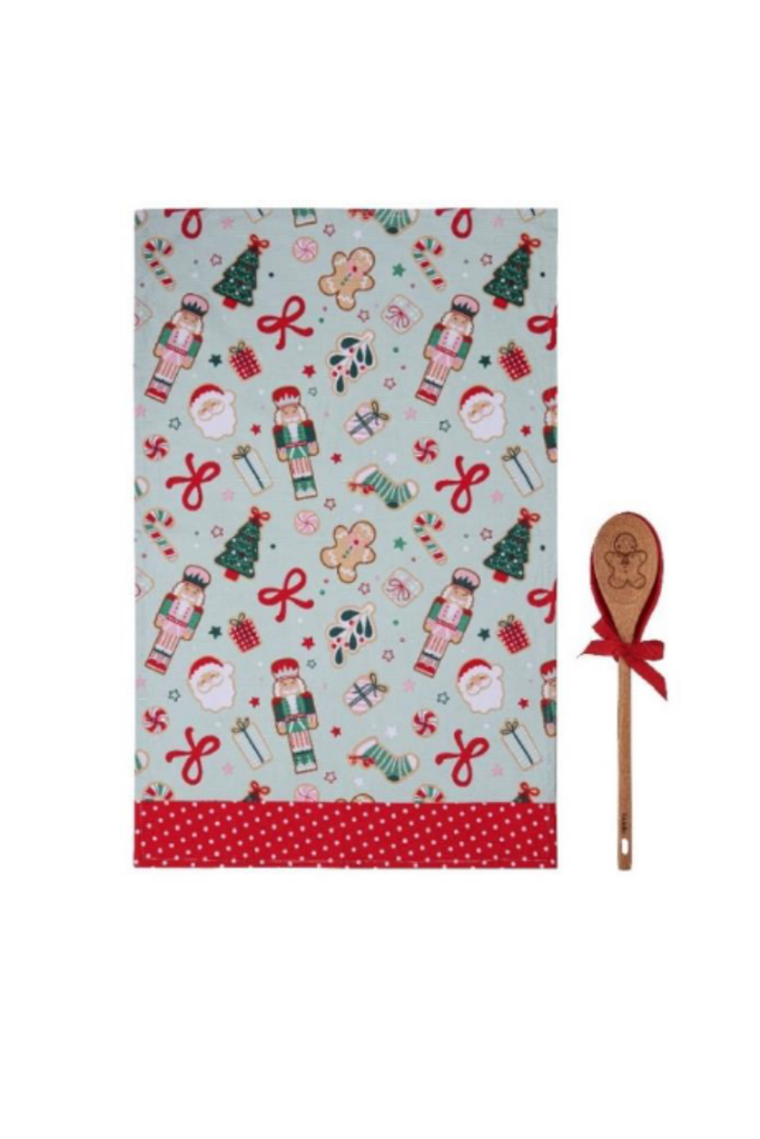 Festive Fun Löffel, Löffelablage und Geschirrtuch - 73114 - Ladelle - Weihnachten-dquadrat