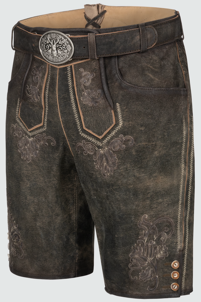 Herren Lederhose - ARIJUS - Trachtenhose - Krüger Buam - 099610-000-0044 - mit Gürtel-dquadrat