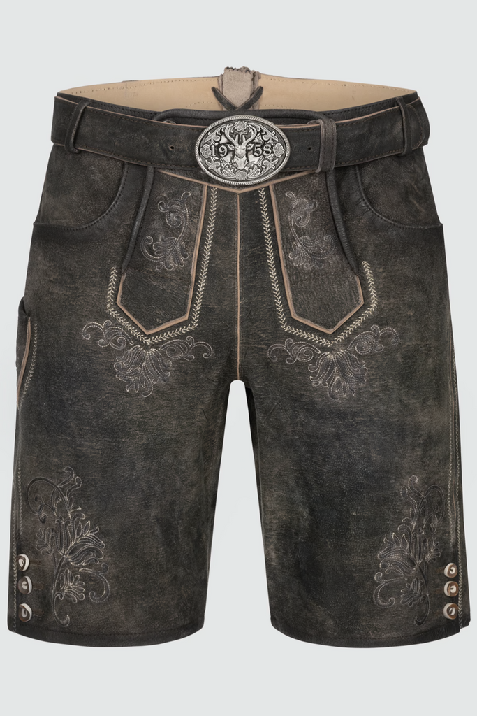 Herren Lederhose - ARIJUS - Trachtenhose - Krüger Buam - 099610-000-0044 - mit Gürtel-dquadrat