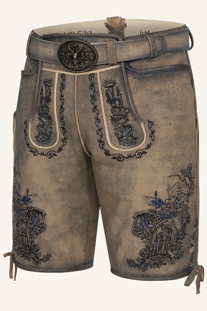 Lederhose LEBENSLANG mit Gürtel - 666170-000-0007 - Krüger x Tream - Herren Lederhose