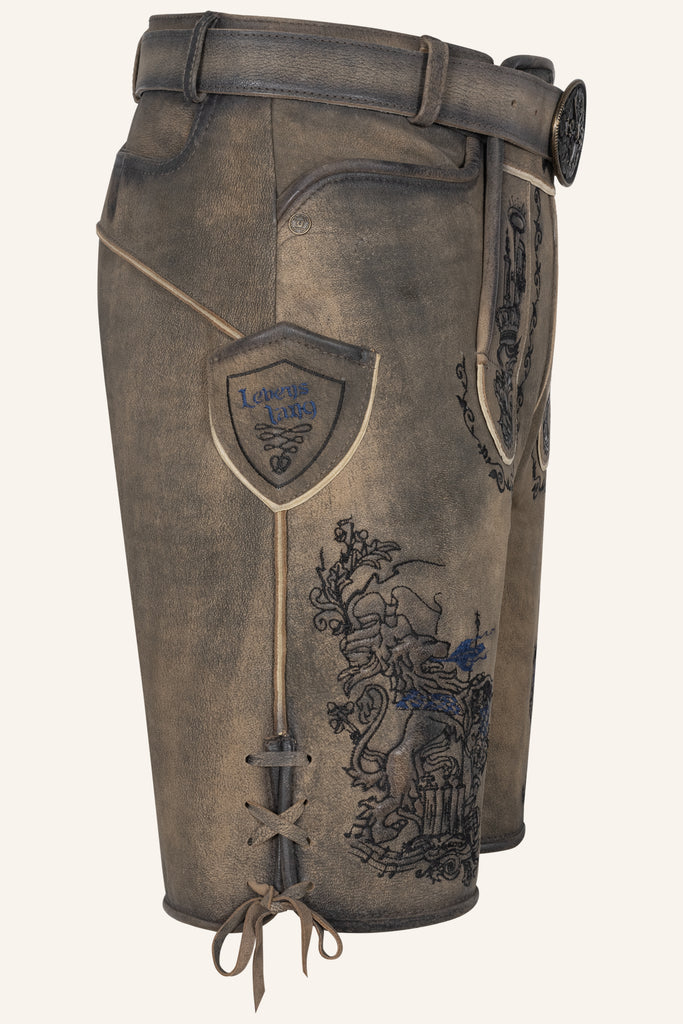 Lederhose LEBENSLANG mit Gürtel - 666170-000-0007 - Krüger x Tream - Herren Lederhose