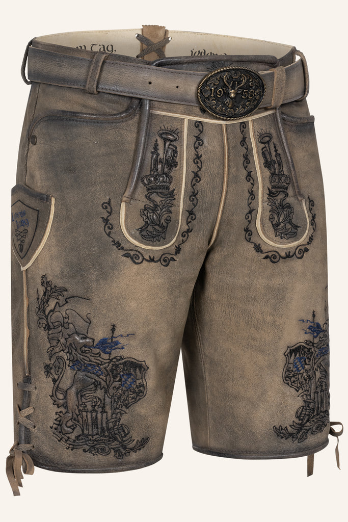 Lederhose LEBENSLANG mit Gürtel - 666170-000-0007 - Krüger x Tream - Herren Lederhose