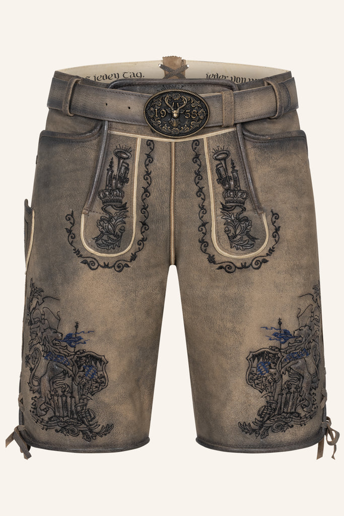 Lederhose LEBENSLANG mit Gürtel - 666170-000-0007 - Krüger x Tream - Herren Lederhose
