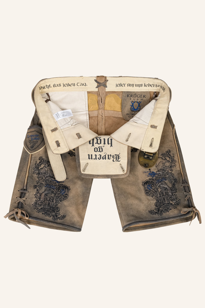 Lederhose LEBENSLANG mit Gürtel - 666170-000-0007 - Krüger x Tream - Herren Lederhose