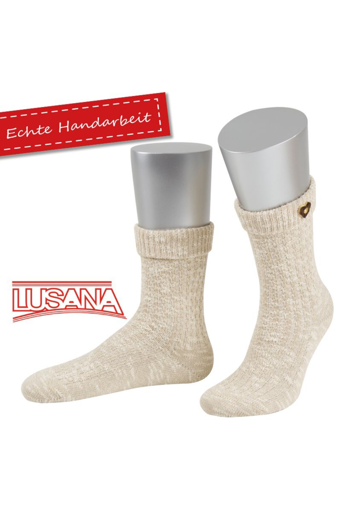 Trachtensocken mit Herzknopf - L4H.55 - Beige -dquadrat