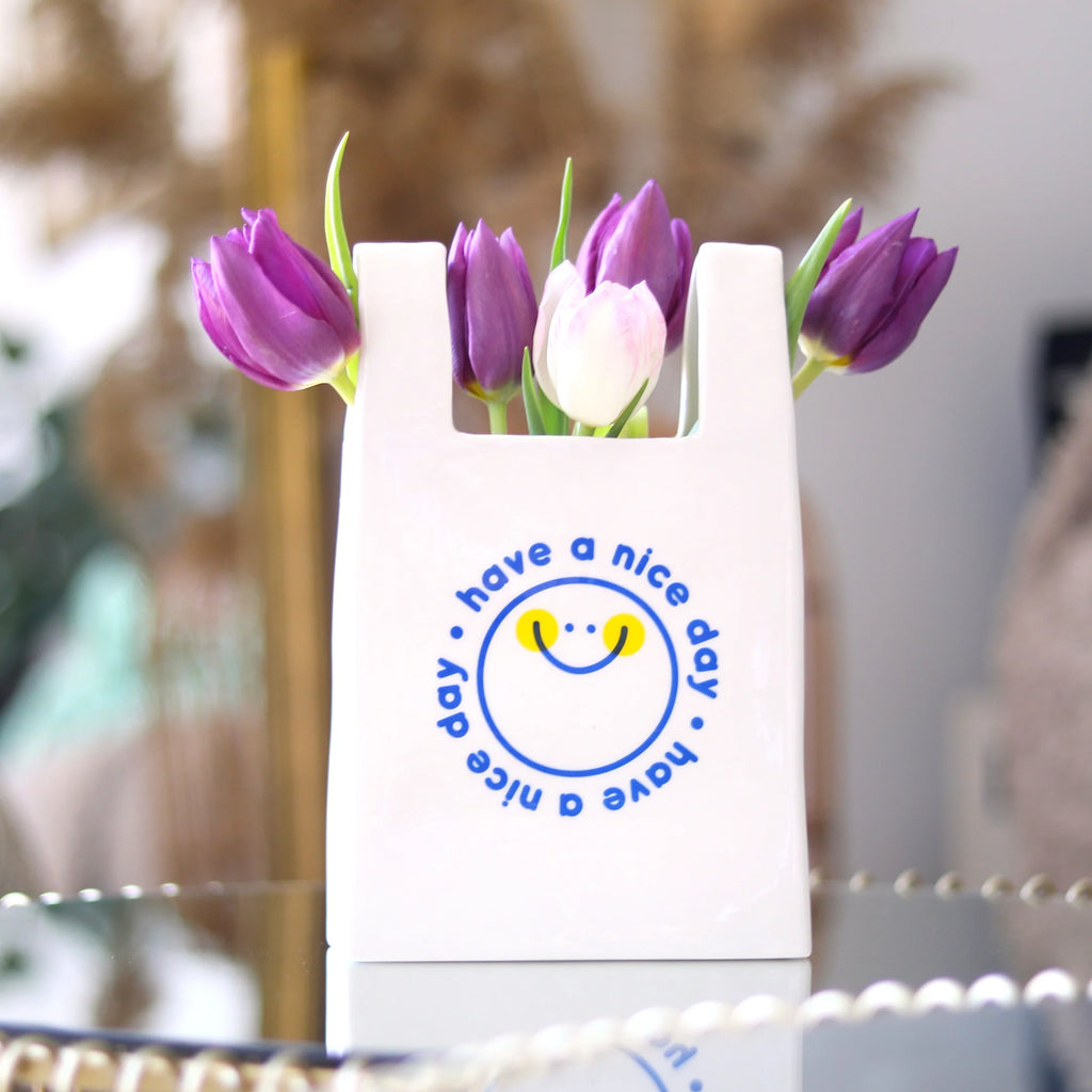 Vase Fluid Market Plastik Tüte Keramikvase