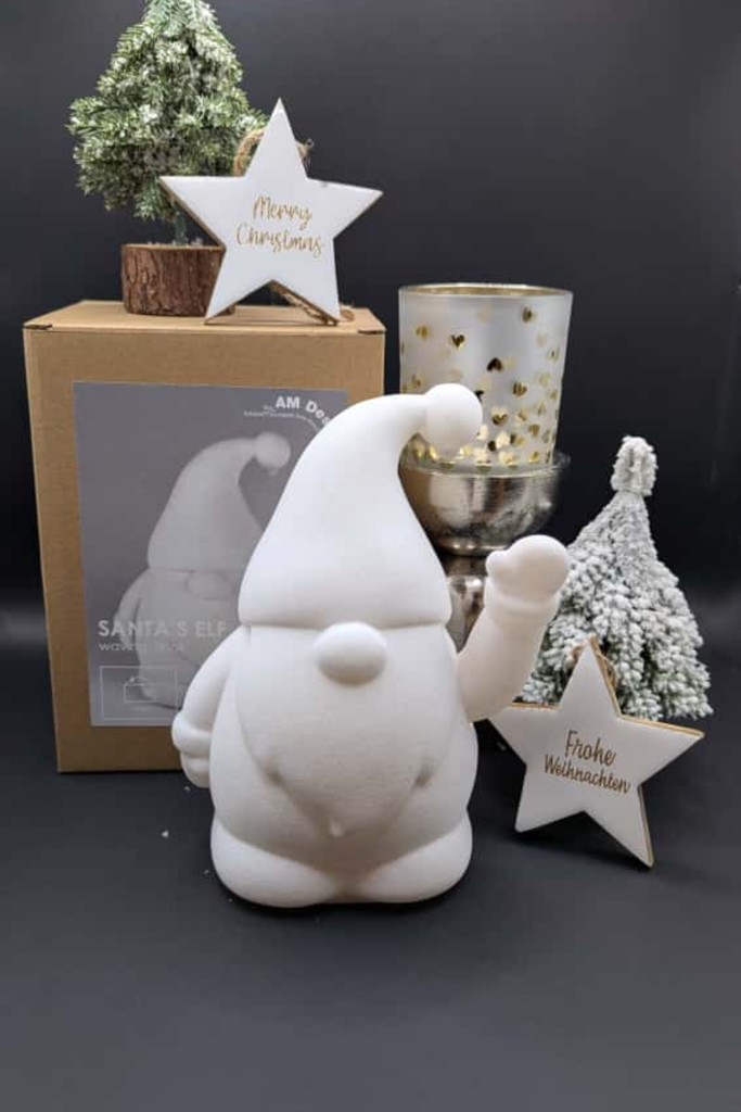 Winke Wichtel - weiß Flock -  Kunststoff 12*17cm - 49132 - AM Design - Weihnachten-dquadrat