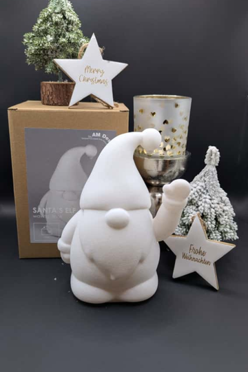 Winke Wichtel - weiß Flock -  Kunststoff 12*17cm - 49132 - AM Design - Weihnachten-dquadrat