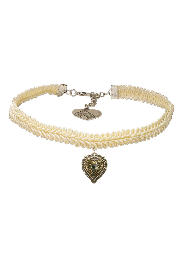 kropfband aus borte mit herzanhänger pink