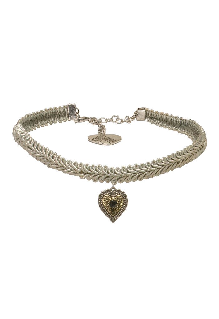 kropfband aus borte mit herzanhänger pink