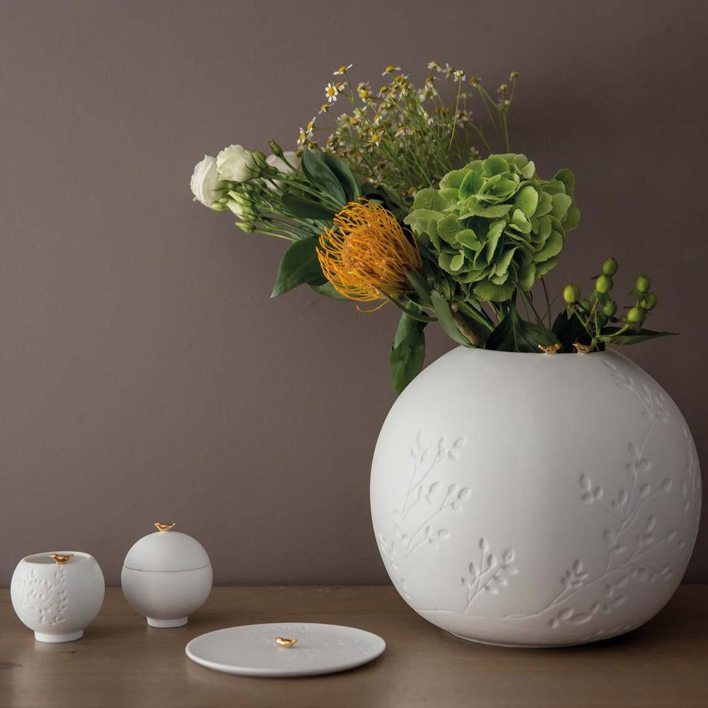 Porzellandose Dose Goldener Vogel Räder Design Porzellan