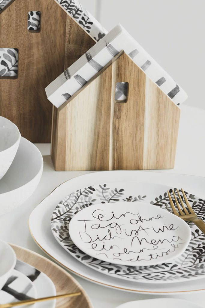 kleiner teller mit spruch oder aquarell von räder