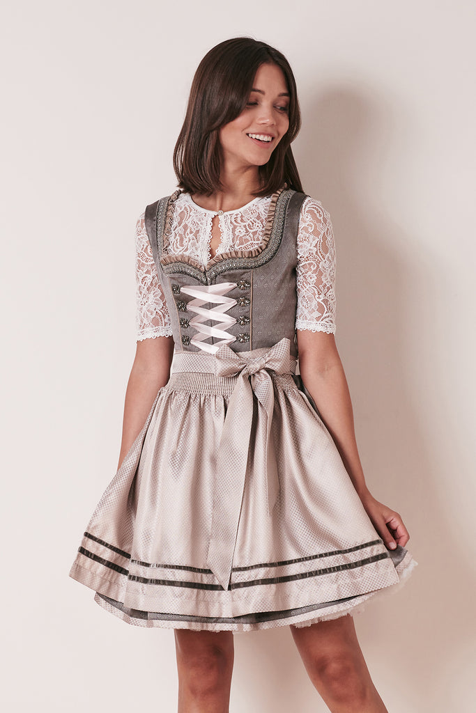 Dirndl Grau mit Miederschnürung 