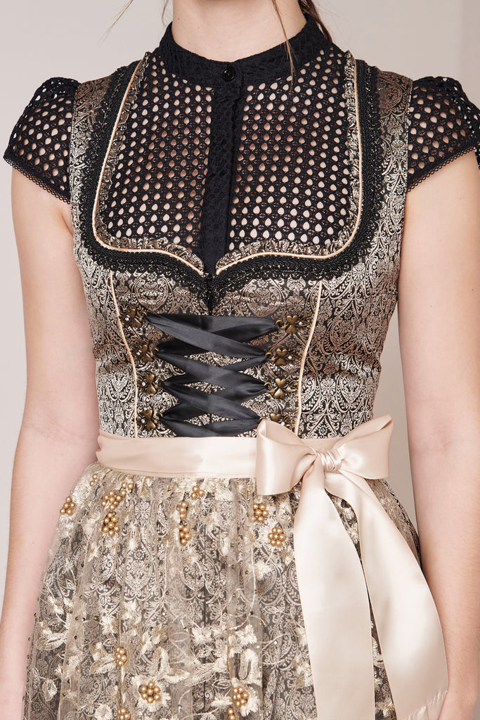 Dirndl Krüger Schwarz gold spitze stickerei madl