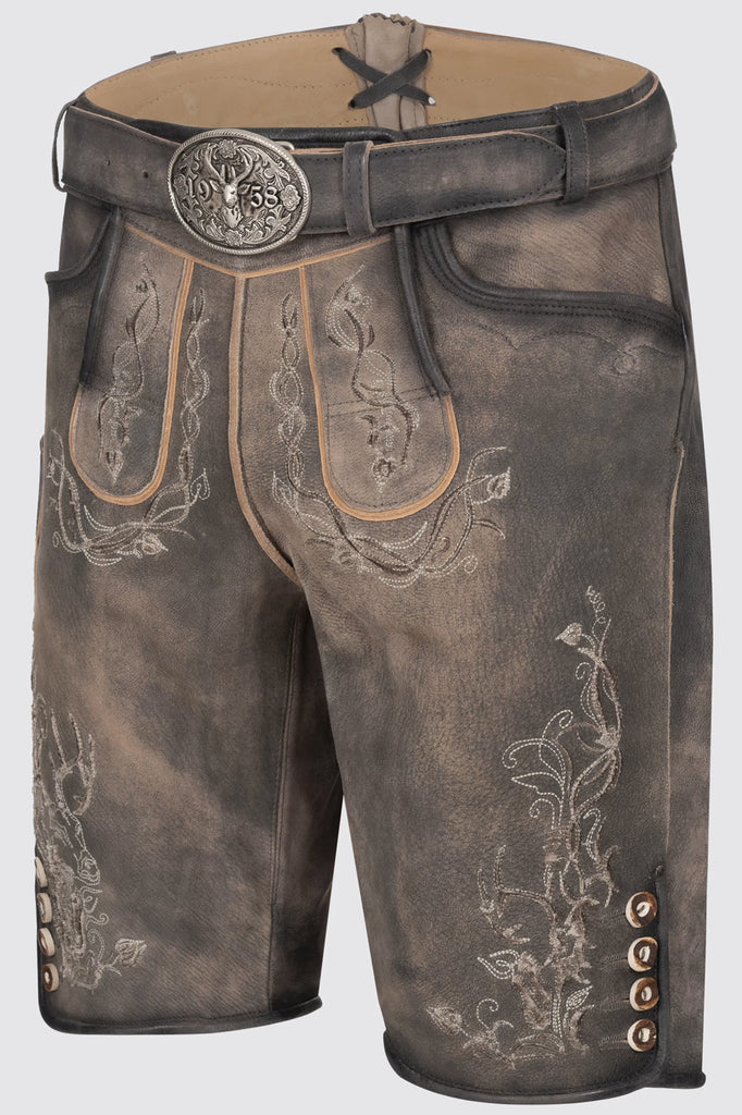 lederhose joscha grau mit stickerei
