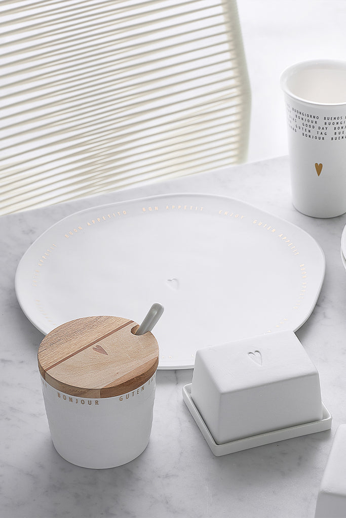 zuckerdose von räder mit holzdeckel und goldschrift