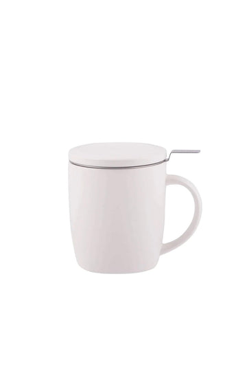 teetasse steingut mit teesieb und deckel weiß