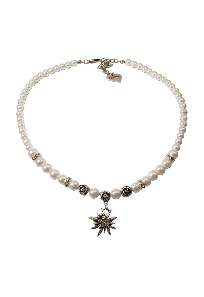 perlenkette mit strassedelweiß creme
