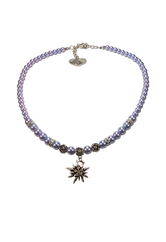 perlenkette mit strassedelweiß flieder