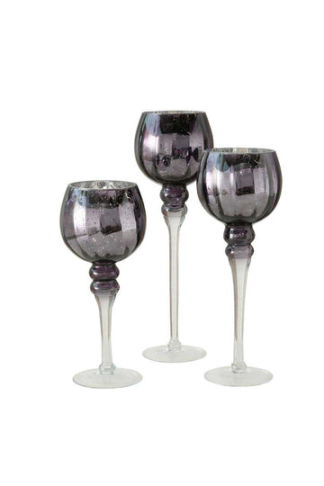 windlicht aus glas grau