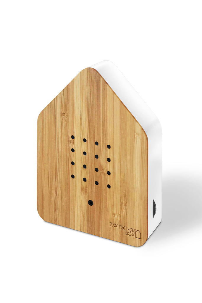 zwitscherbox mit vogelsound holz bambus