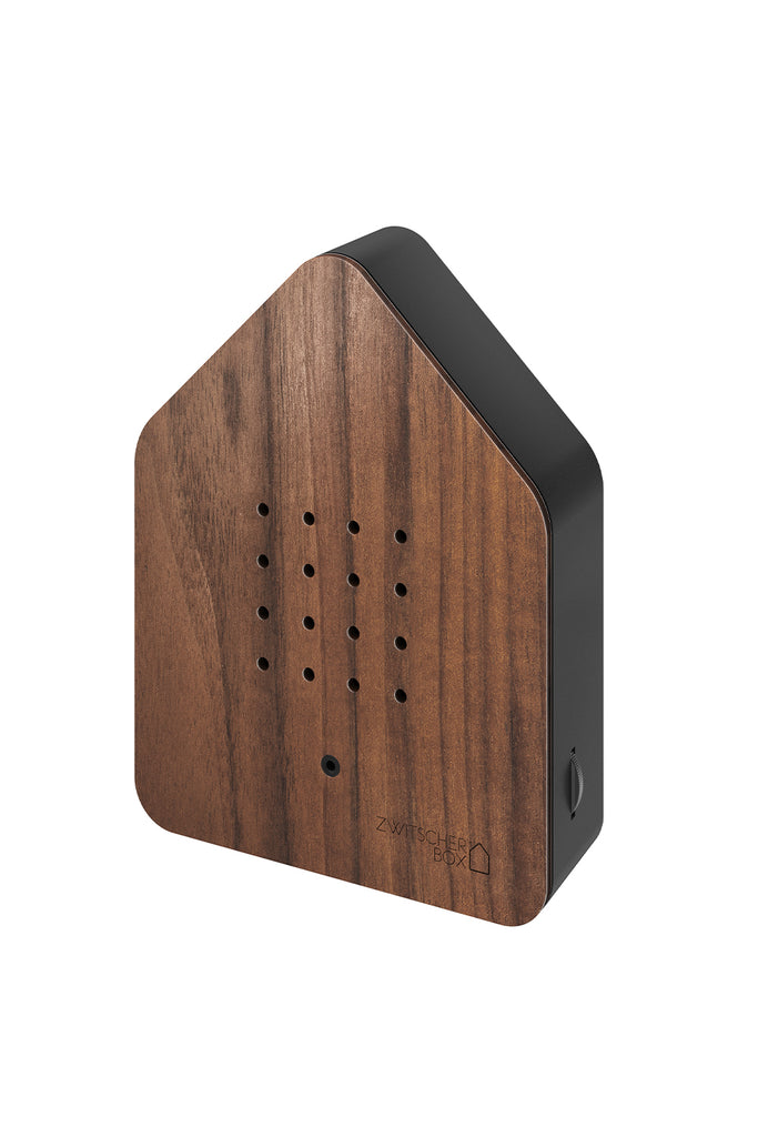zwitscherbox mit vogelsound holz walnuss