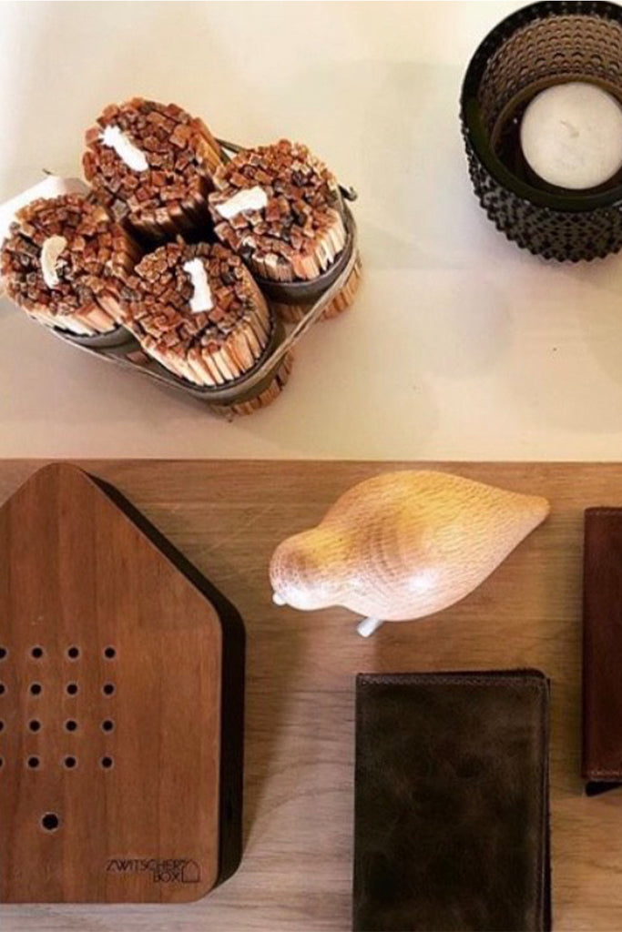 zwitscherbox mit vogelsound holz walnuss